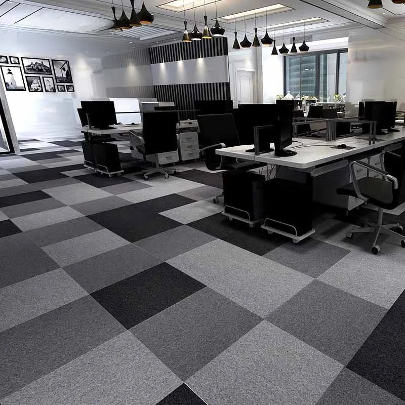

New Pure Color PVC Office Meeting Room Block Carpet Thickened Soundproofing for Whole House Bedroom Customizable Modern Simpl...