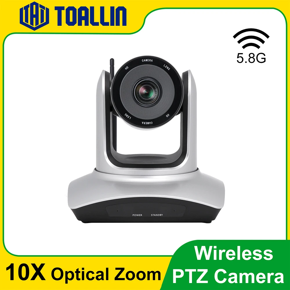 TOALLIIN 1080P PTZ Camera Professional, 2.4G/5.8G Wireless ptz camera, 3X/10X Optical Zoom, for Conferencing & Church Streaming