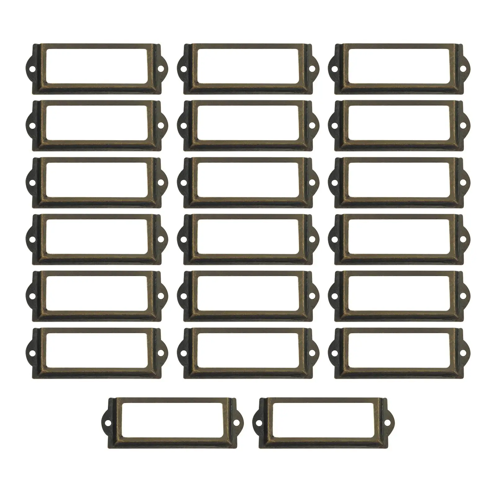 20Pcs File Label Holder Metal Frame Drawer Tag Pull with Screws for Cupboard