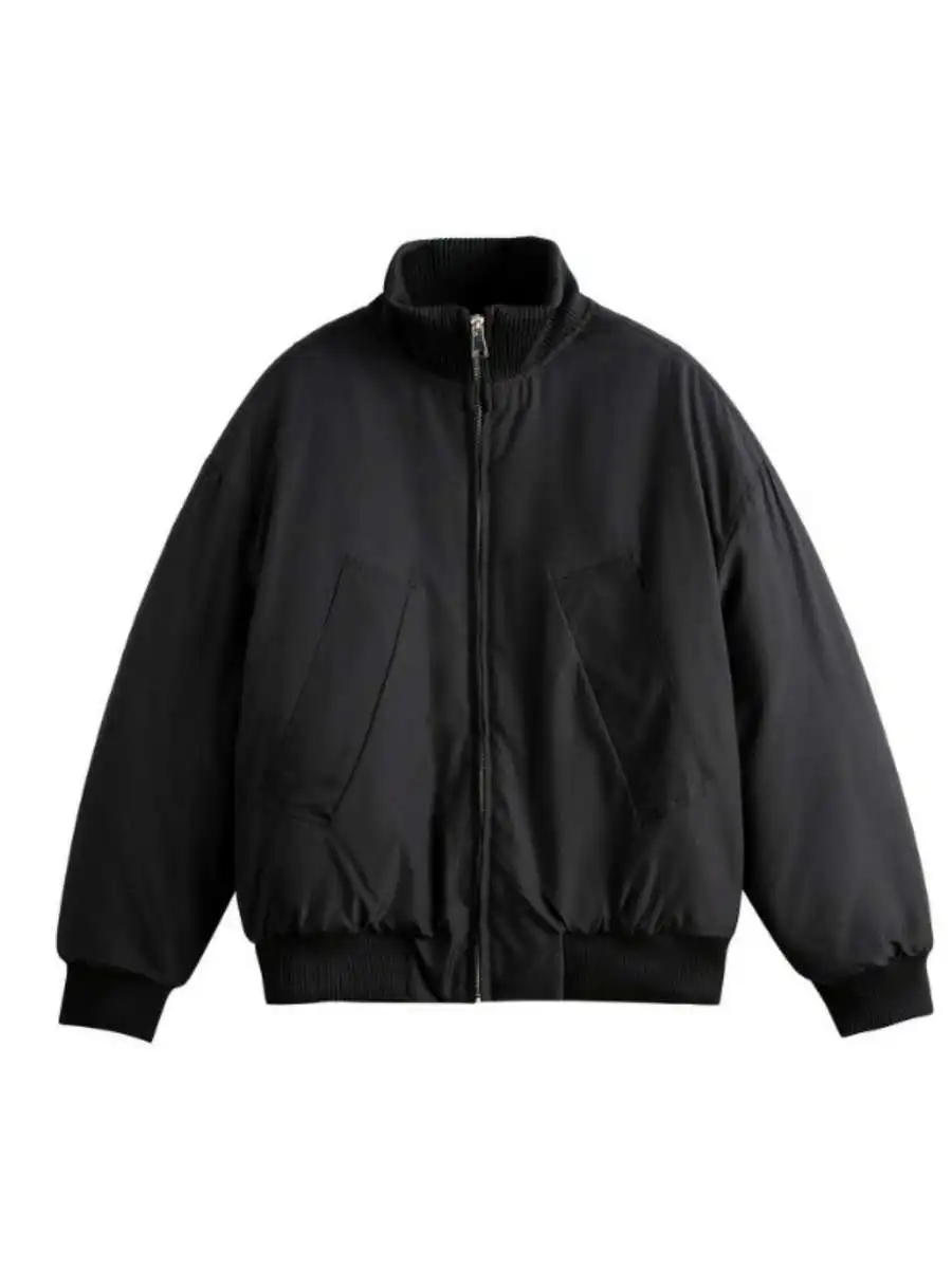 

Men's Cotton Pilot Jaet Outdoor Windproof Thiened Long Sve Pure Color Bla ex Casual Spring Faion Outerwear