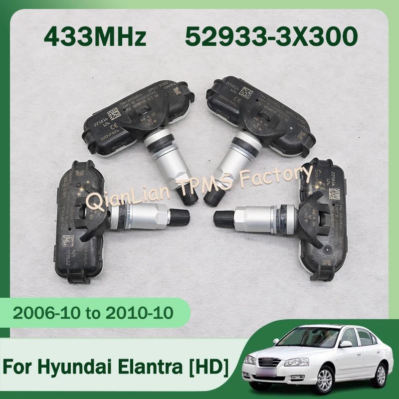 

1/4pcs 52933-3X300 Car Tire Sensor For Hyundai Elantra 2006 to 2013 TPMS Tire Pressure Monitor System 433MHz 529333X300