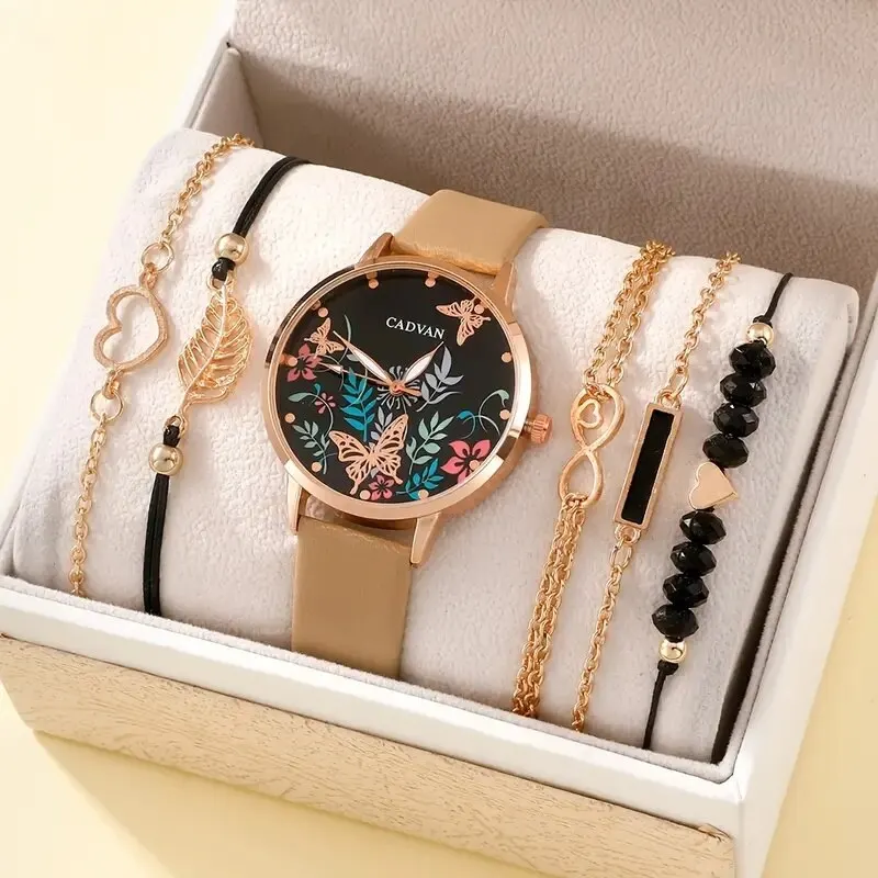 นาฬิกาเข็มขัดหนังแฟชั่นลำลองสำหรับผู้หญิงนาฬิกาข้อมือควอตซ์หน้าปัดลายท้องฟ้าผีเสื้อสำหรับผู้หญิงนาฬิกาเดรส reloj mujer