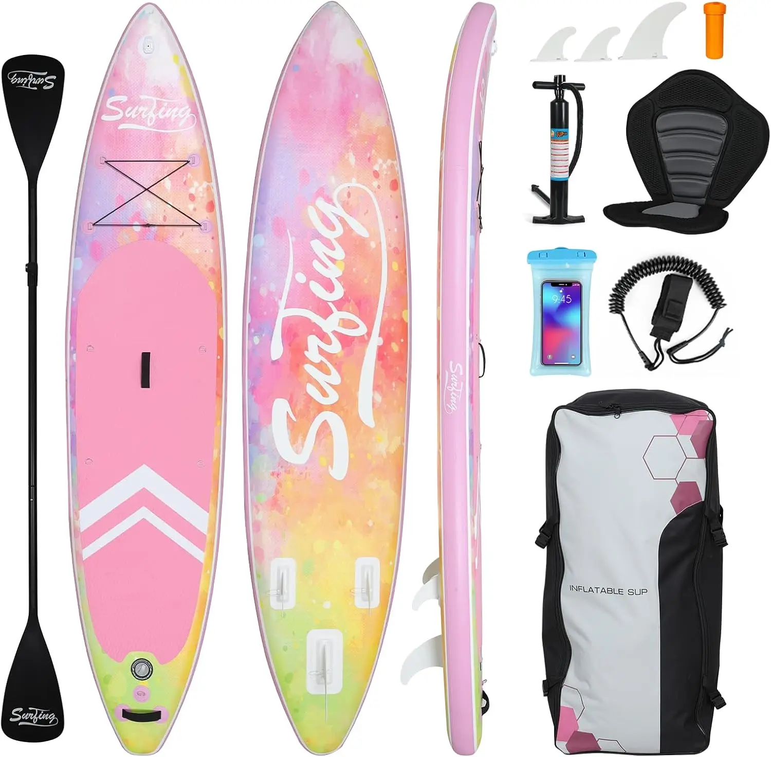 YUSING Inflatable Stand Up Paddle Board, Non-Slip Deck SUP Paddle Board with SUP Accessories & Backpack, Portable Standing