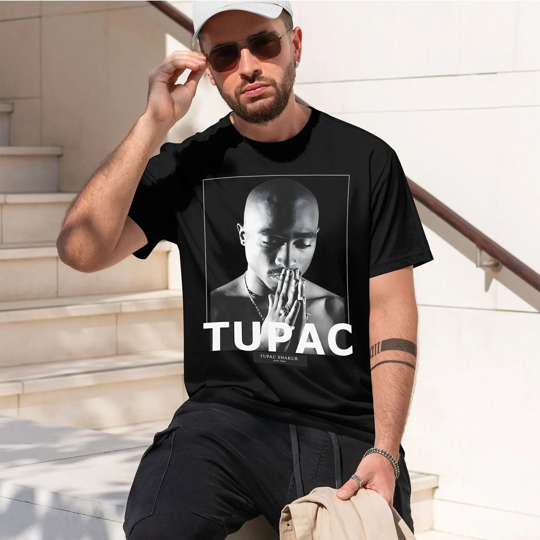 TUPAC 2026 new fashion heavyweight hot selling retro printed pattern fun round neck T-shirt for daily comfort