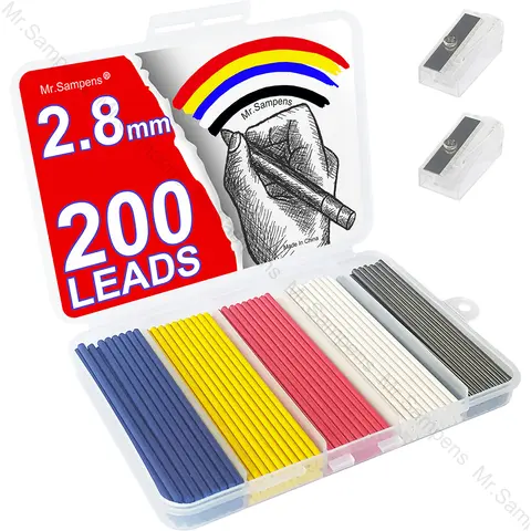 200 peças 2.8mm cabeça longa lápis automático leva para carpintaria buraco profundo marcação engenharia desenho de linha de perfuração de metal desenho