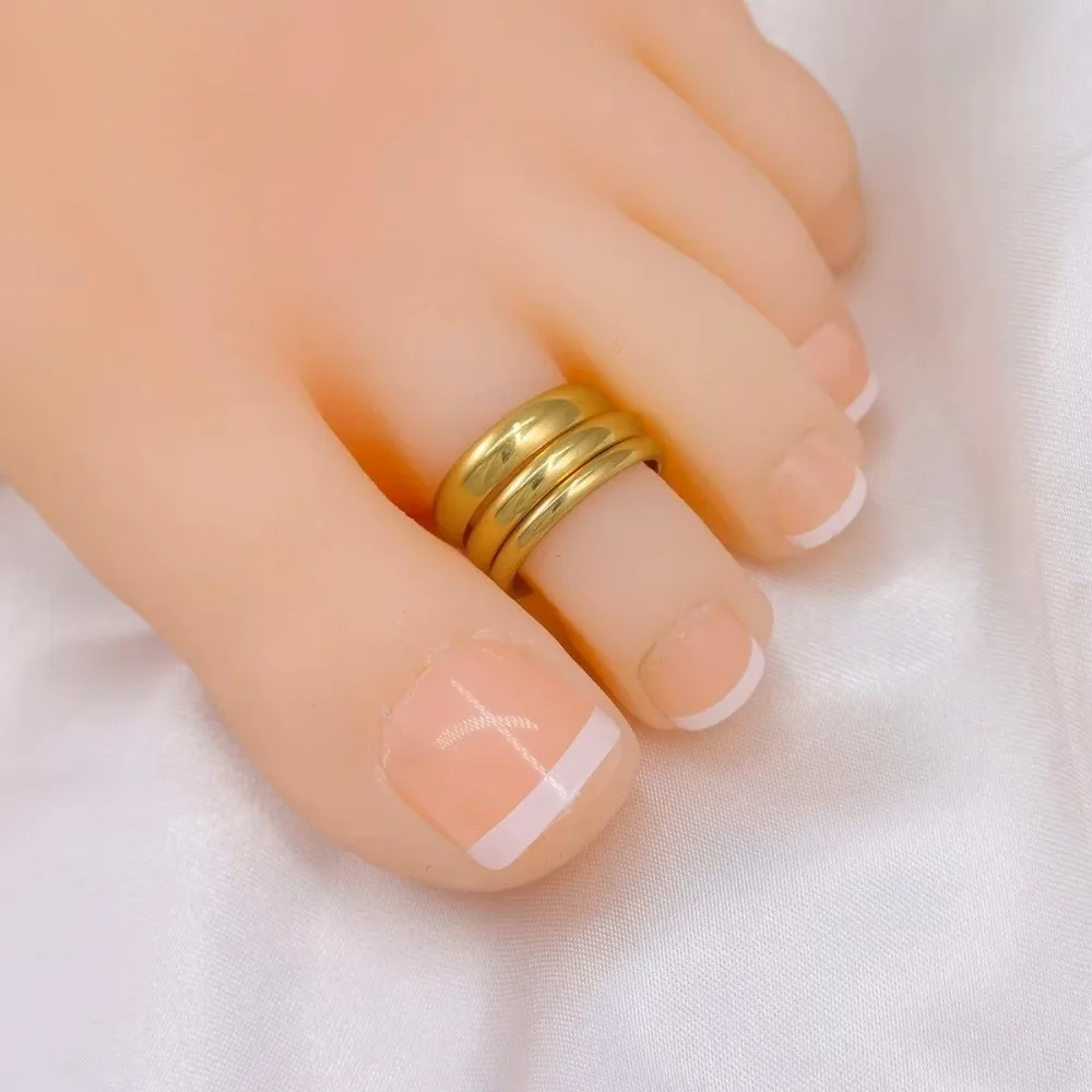 3Pcs Stainless Steel Toe Ring Adjustable Round Open Band Tail Ring Silver Black 18K Gold Plated Beach Foot Jewelry For Women