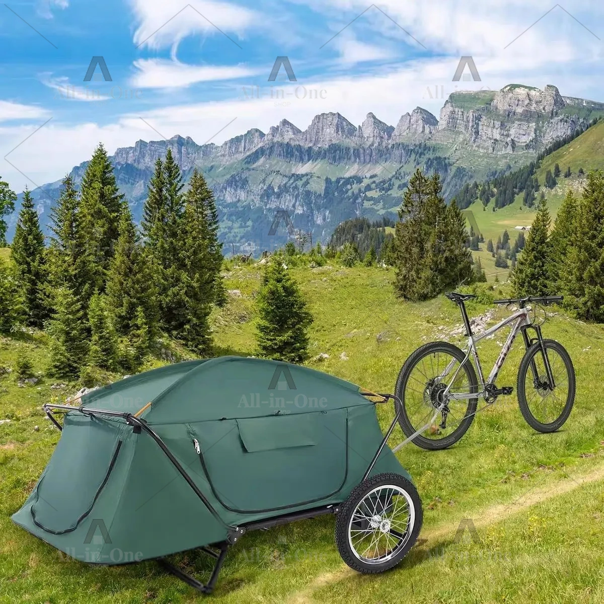 camping trailer, outdoor cycling camping equipment off-ground tent
