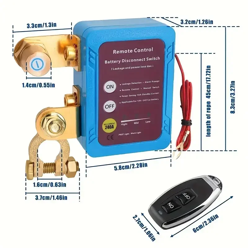 Interrupteur de déconnexion de batterie à distance sans fil 12V, relais maître, interrupteur de coupure pour voiture, camion, bateau, voiture, Nterior