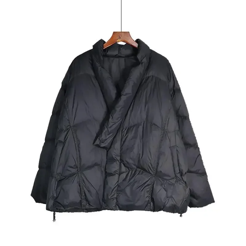 2027 Autumn and Winter 90% White Duck Down Jacket Women's Down Jacket Retro Diagonal Collar Short  Fashion Casual Down Jacket