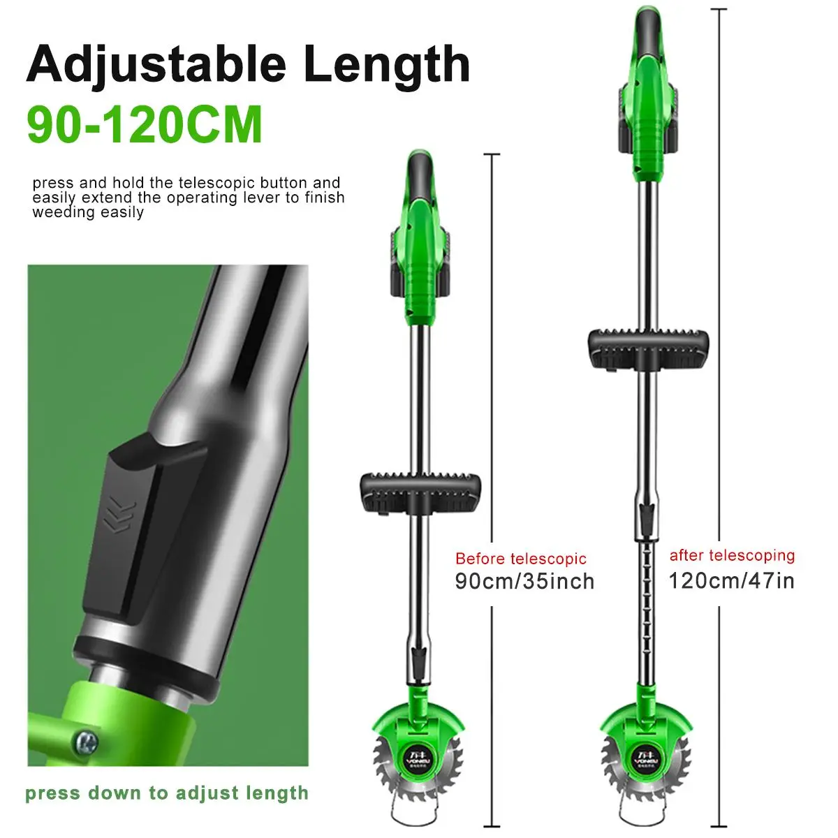 Elektrische Gras Trimmer Cordless Rasenmäher Hedge Einstellbare Kopf Winkel Teleskop Handheld Garten Power Beschneiden mit Batterie