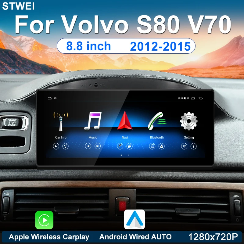 For VolVo S80 V70 XC70 2012-2015 8.8-inch Android Car Radio, Multimedia Video Player, GPS Navigation, Stereo, Carplay Wireless