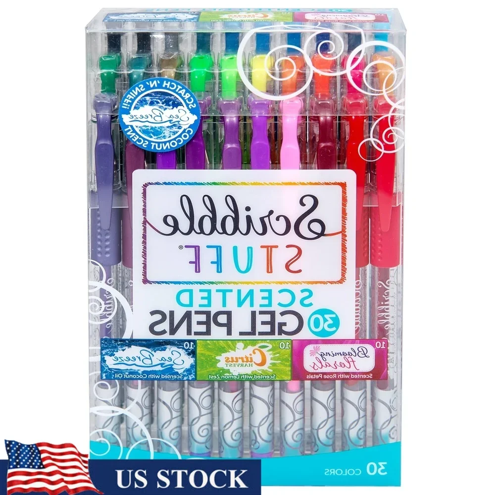 

30ct Scented Gel Pens Assorted Colors Floral Citrus Sea Breeze Smooth Writing Comfort Grip Perfect Note Taking Doodling Creative
