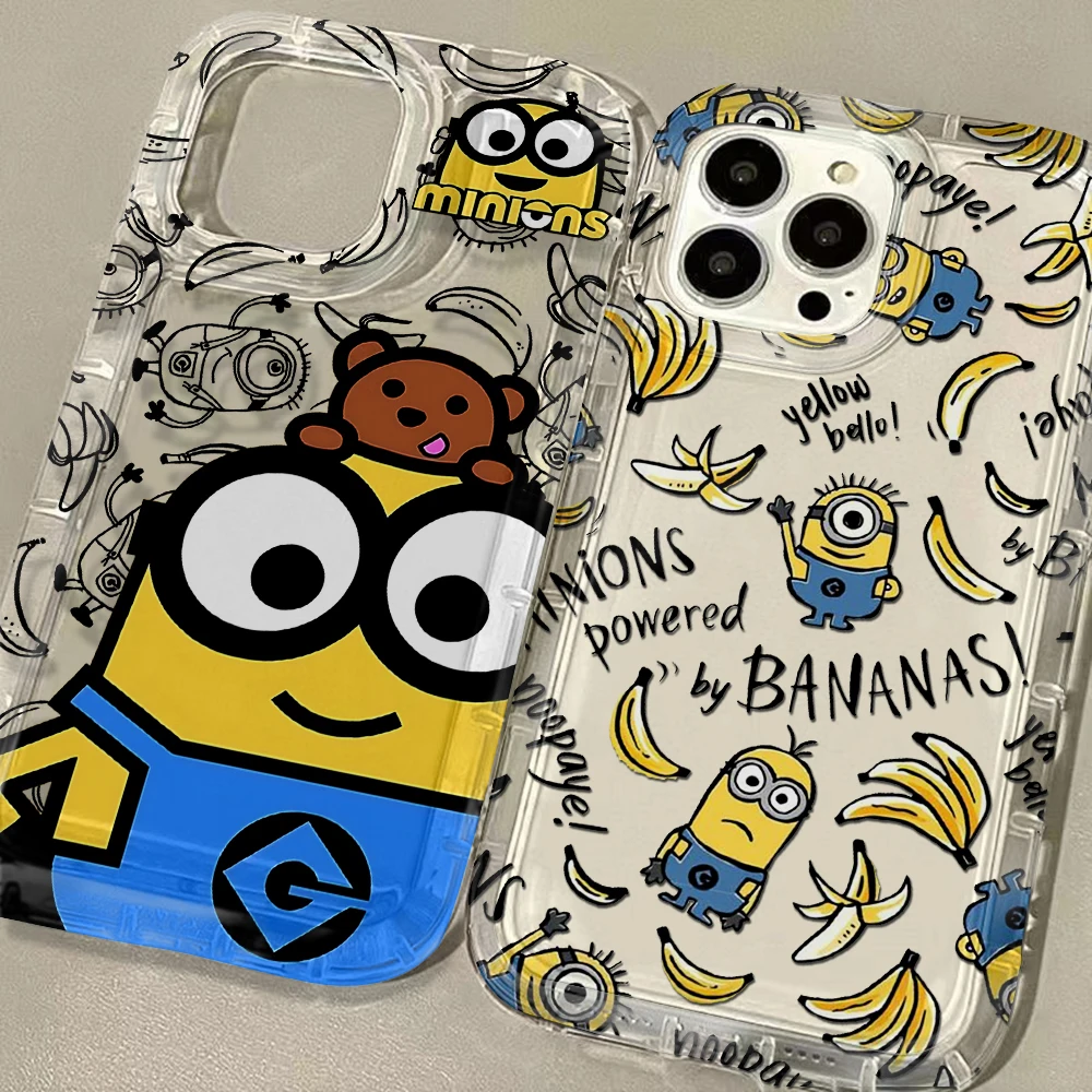 Cartoon Clear Case for-M-M-Minions IPhone 16 15 14 13 12 11 Pro Max 14 15 7 8 Plus X XR XS Max SE2020 Airbag Shockproof Cover