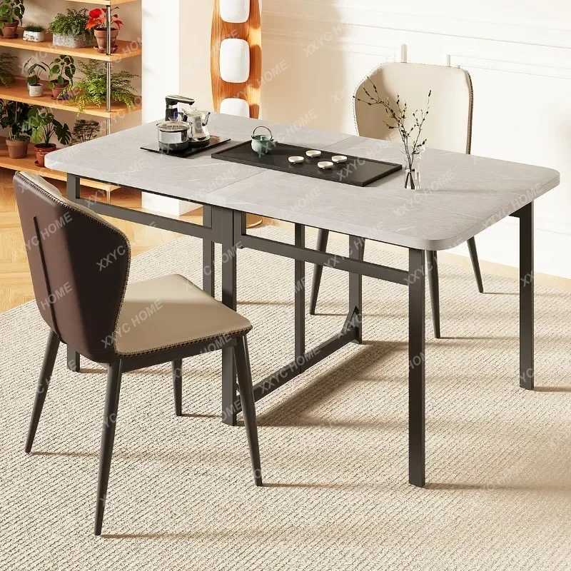 A Modern Extendable Folding Dining Table: Ultra-Slim Space-Saving Design for Small Space, Mobile Kitchen Table Home Furniture