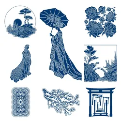 Sakura Falls Collection Flower Serenity Sakura Sunset Grace Metal Cutting Dies Stamps Scrapbook Diary Decoration DIY Greeting