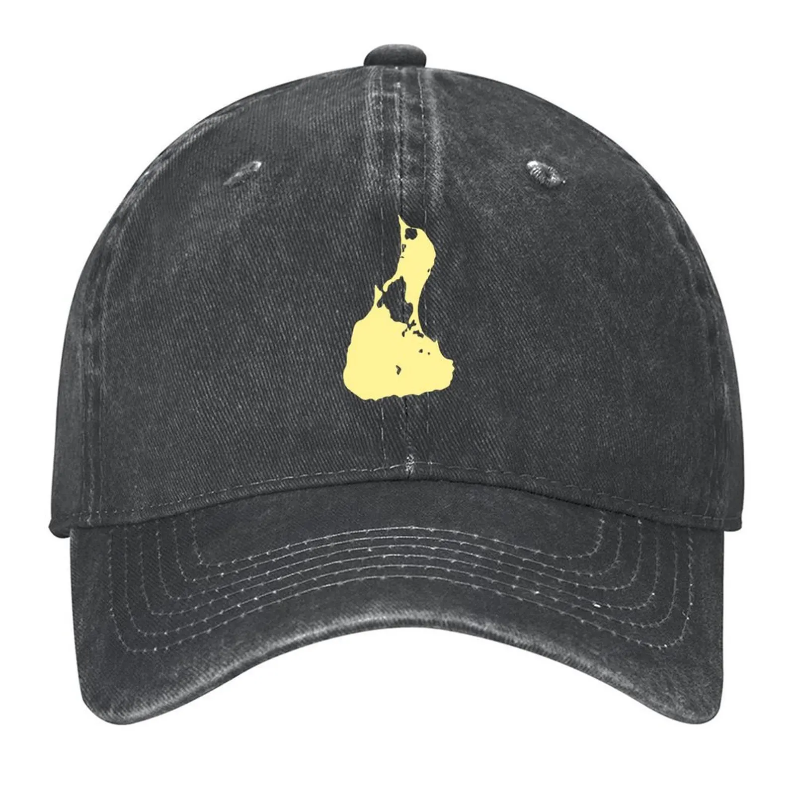 

Block Island Outline Yellow Baseball Cap custom caps Military Cap Man Sunscreen Luxury Hat Men's Caps Women's