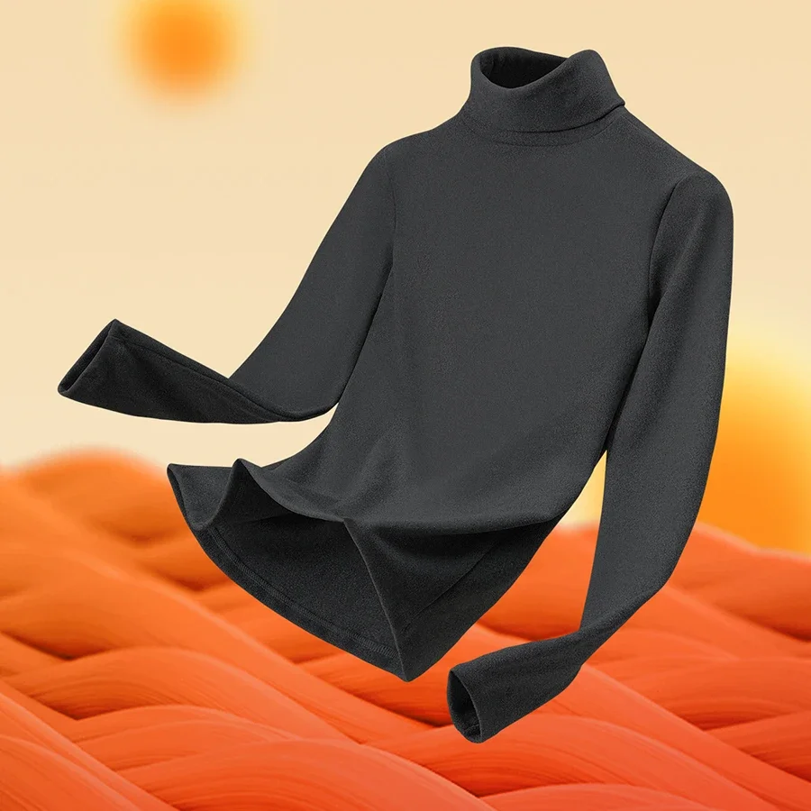 2pcs Lined and thickened thermal tops for men. Middle-high collar, warm and cold-proof, underwear base layer tops, slim-fit, sui