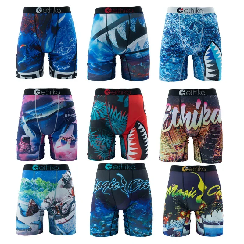 ETHIKA Fashion Print Men Underwear Boxer Cueca Male Panties Lingerie Men Underpants Boxershorts Trunks Plus Size S-XXXL Boxers