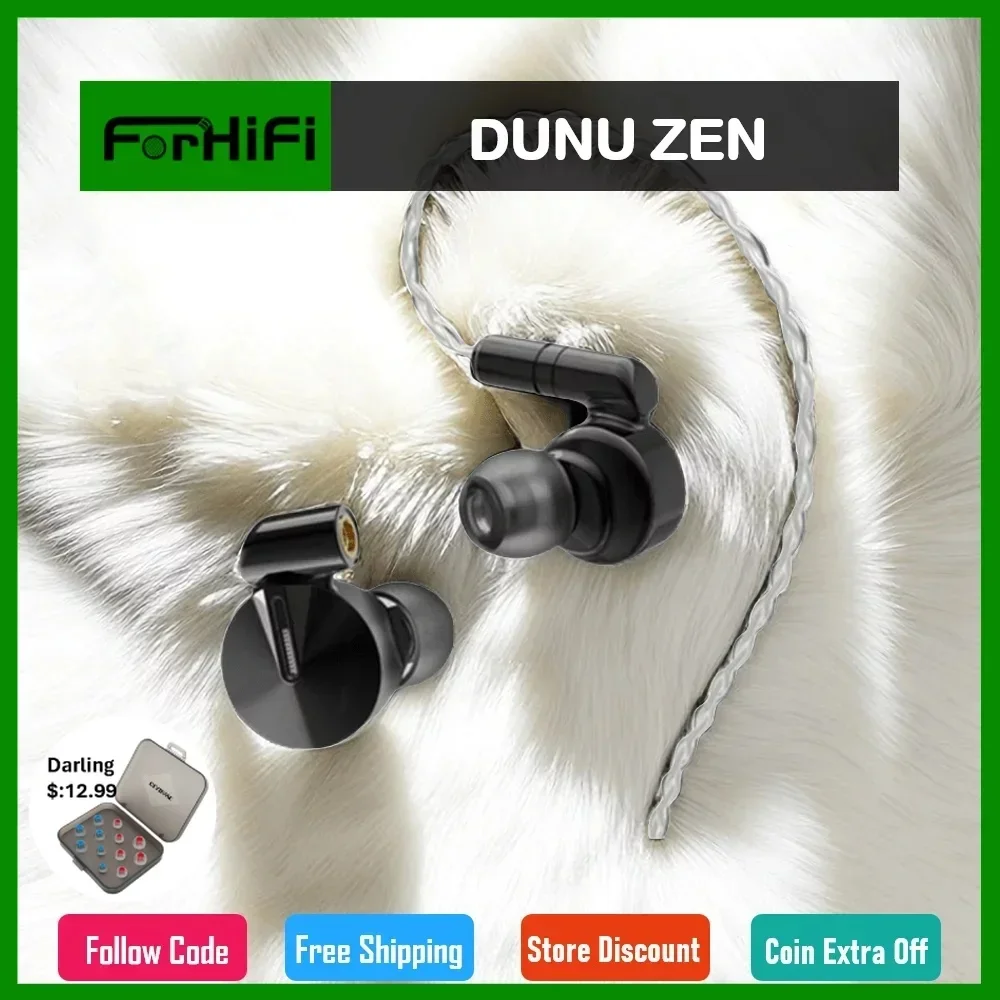 

DUNU ZEN Dynamic Earphone Magnesium-Aluminum Alloy Dome Hifi Music Monitor DJ Studio Headphones with Detachable Cable Earbuds