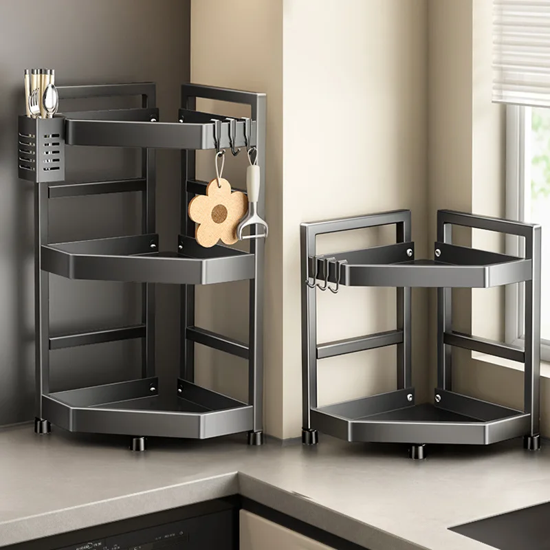 

Kitchen Shelves, Home Countertops, Corner Tripods, Seasoning Products, Seasoning Cans, Multi-layer Seasoning Storage Racks