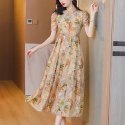여성용 꽃무늬 해변 휴가 오넥 원피스 용수철, 우아한 루즈한 허리 원피스, 한국 빈티지 긴팔 원피스, 가을 신상