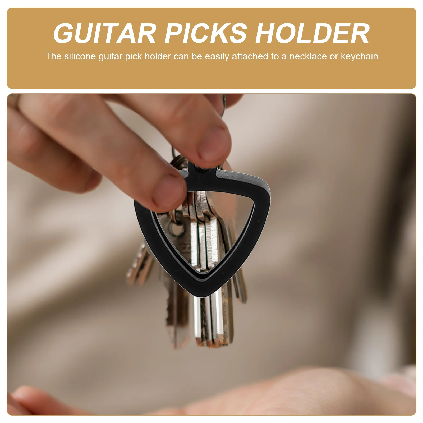 Guitar Pick Keychain Cover Necklace Storage Holder Bracket Picks Stainless Steel Silicone for