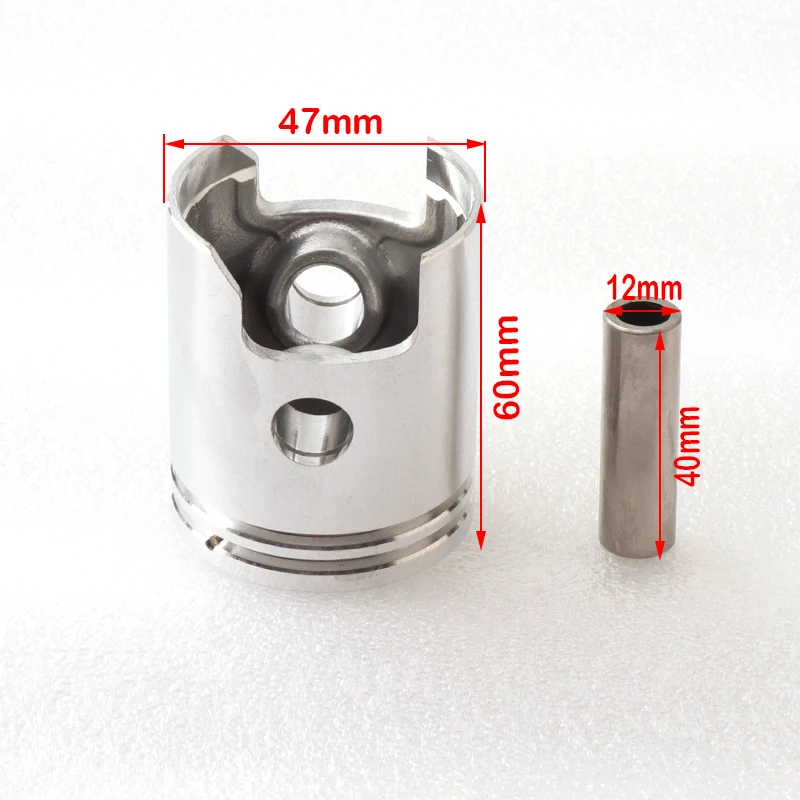 Set 47mm Piston Kit with Gasket Ring 12mm Pin for Motorcycle Scooter PW80 JOG 70cc 2 Stroke Engine Yamaha Minarelli 1pe40qmb