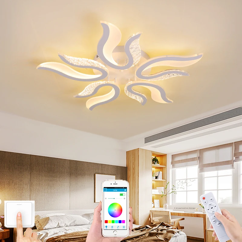 Modern LED teto luzes para sala de estar, lâmpada do quarto, branco e preto luminária, moderno