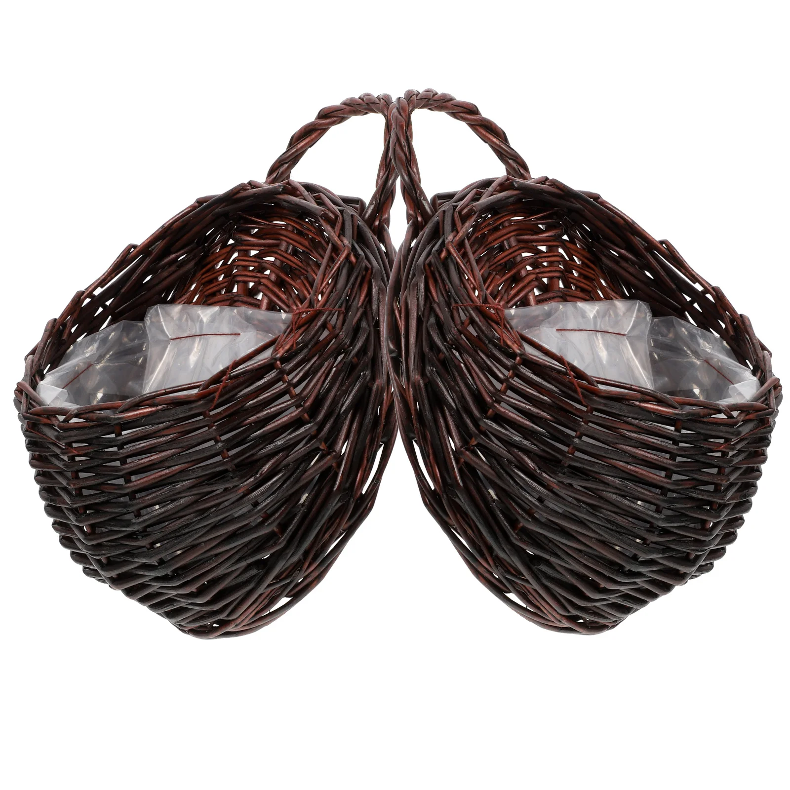

Hanging Planter Basket Set of 2 Wicker Wall Flower Holder Rattan Woven Storage for Garden Living Room Decorative Space Saver