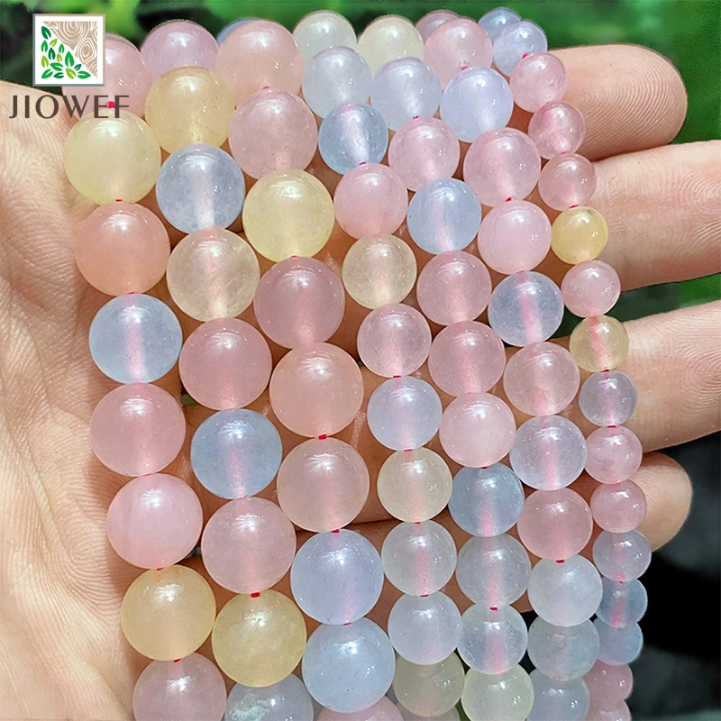 

6/8/10/12mm Natural Stone Beads Tricolor Morgan Chalcedony Round Loose Beads for Jewelry Making Diy Bracelet Necklace 15"Strand