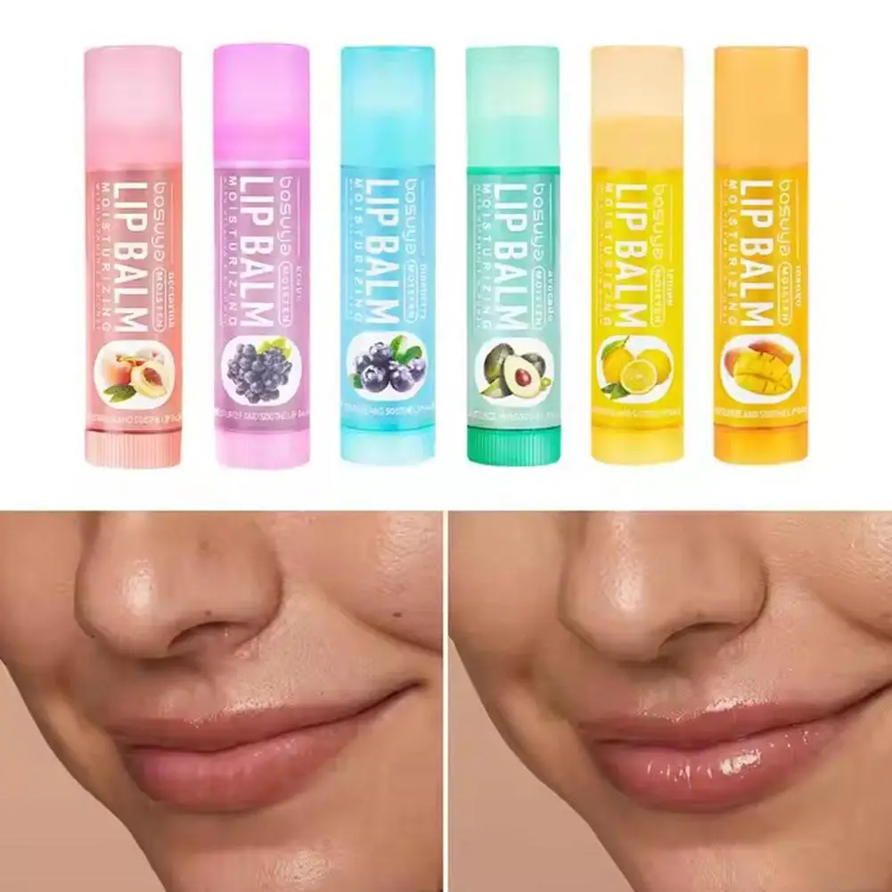 6-teiliges Lippenbalsam-Set mit verschiedenen Fruchtaromen - Feuchtigkeitsspendend, pflegend & beugt rissigen Lippen vor - Pflege für trockene Lippen & feine Linien – Detail 7