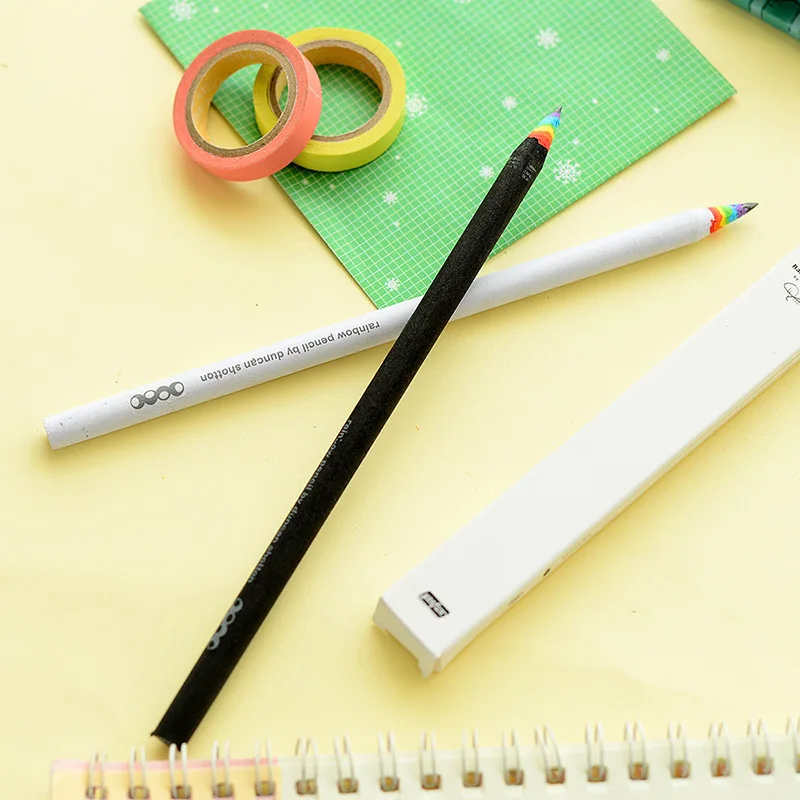 

Creative Pen Rainbow HB 16cm Length Pencil 2 Pcs/Box Black and White Box Packed Environmental Protection Paper Pencil for School