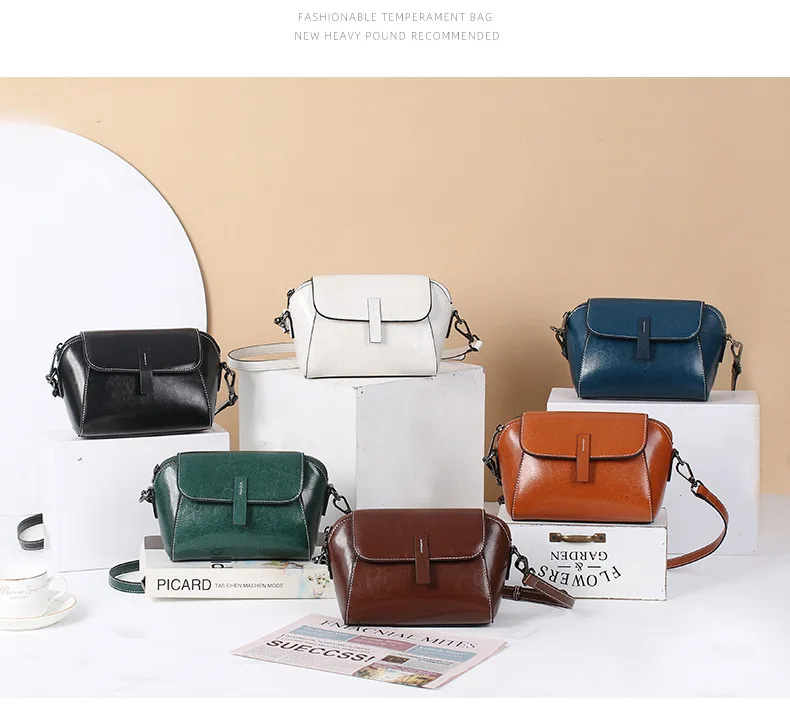 Women'S Genuine Leather Handbag Crossbody Bag Women Original Vintage New Black Brown Cute High Quality Luxury Ladies Hand Bags