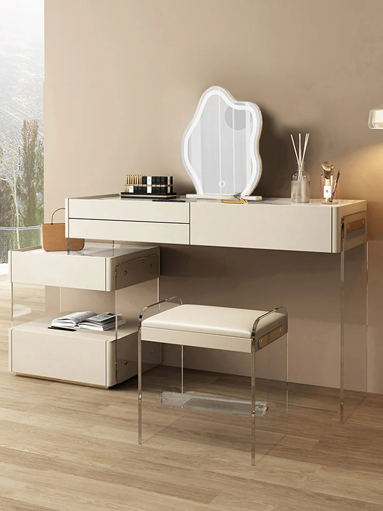 

Light Luxury Acrylic Makeup Table, Bedroom, Modern and Minimalist Integrated Solid Wood Storage Cabinet, Dressing Table