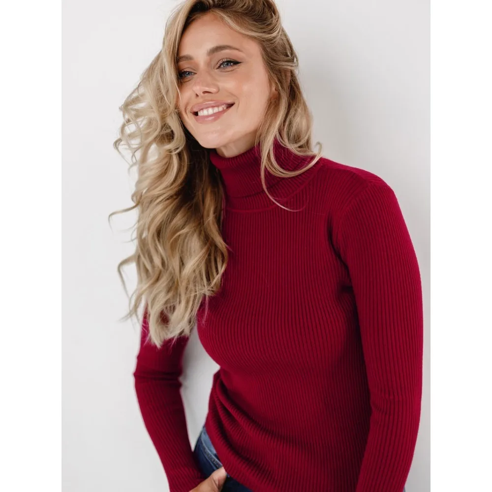 

Turtleneck Sweater Knitted Base Shirt European and American Autumn Sweater Turtleneck Pullover Sweater Women