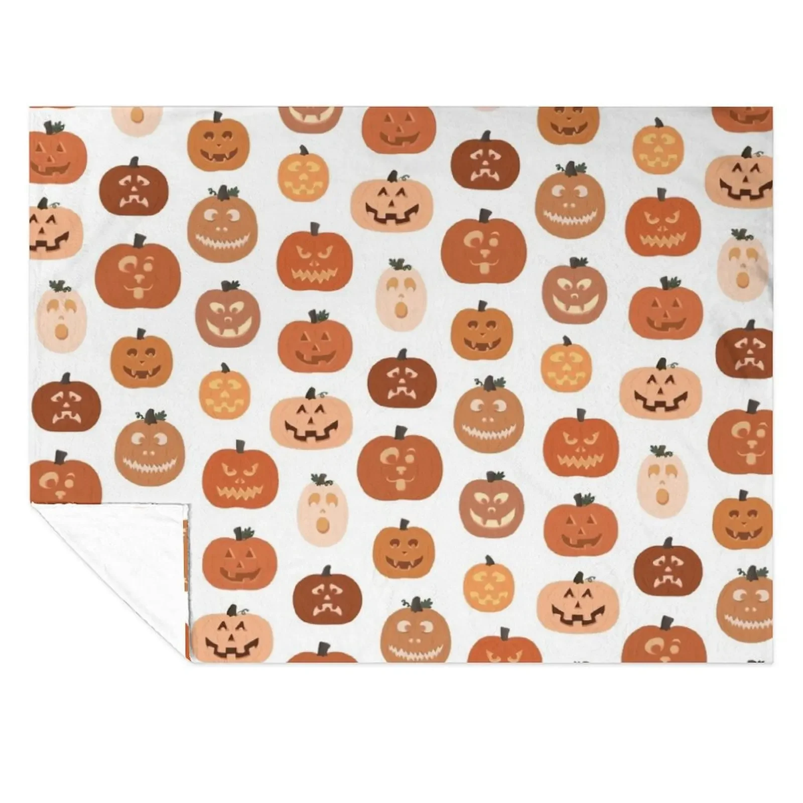 

jack o' lanterns. (white variant) Throw Blanket Soft Big Hairy halloween Retros Blankets