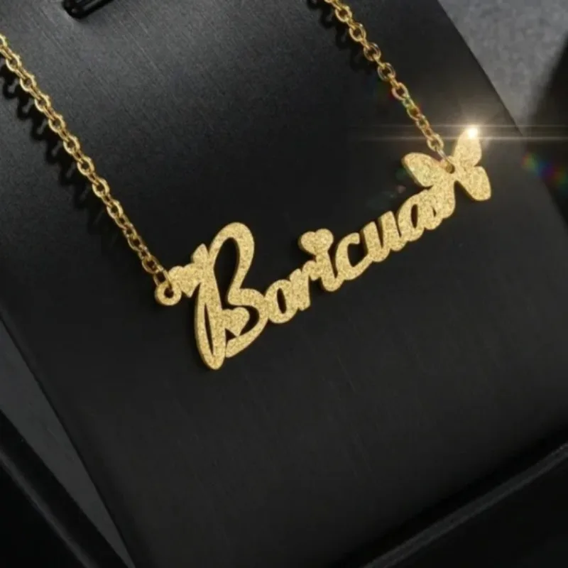 

Нержавеющая сталь матовый индивидуальный заказ ожерелье с именем бабочка персонализированное колье с буквами кулон с именной табличкой цепочка на ключицы ювелирное изделие подарок