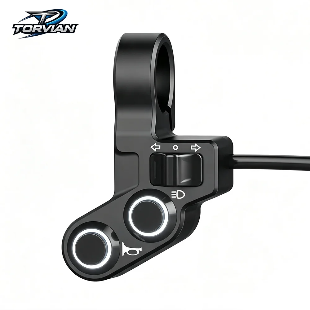 Torvian 7/8 inch Handlebar Motorcycle Switch Horn Turn Signals On/Off Horn Light Button Bike Motorcycle Scooter Switch