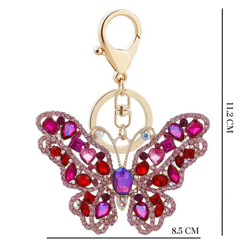 1pc Rhinestone Butterfly Keychain Cute Hollow Metal Key Ring Purse Bag Backpack Car Charm Earphone Accessory, Gift For Mom