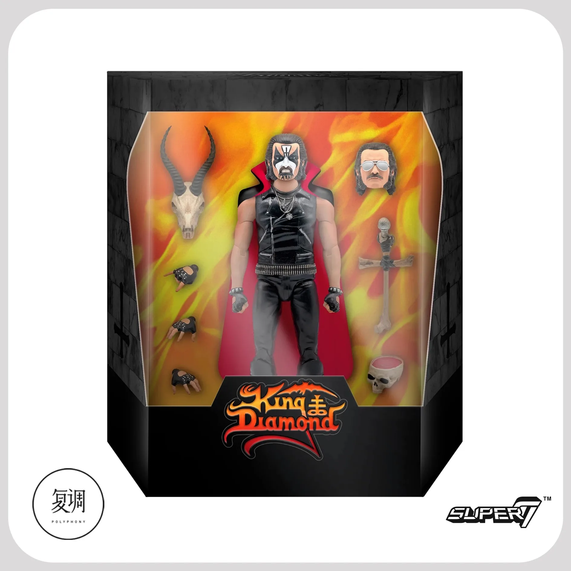 In Stock 7 Inches Original Super7 Ultimates Action Figure King Diamond Mercyful Fate Era Statue Collection Decoration Toys Gifts