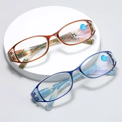 New Women Fashionable Reading Glasses Printed Elderly Hyperopia Glasses Resin Anti Blue Light Presbyopia Plain Eyewear+1.0+4.0