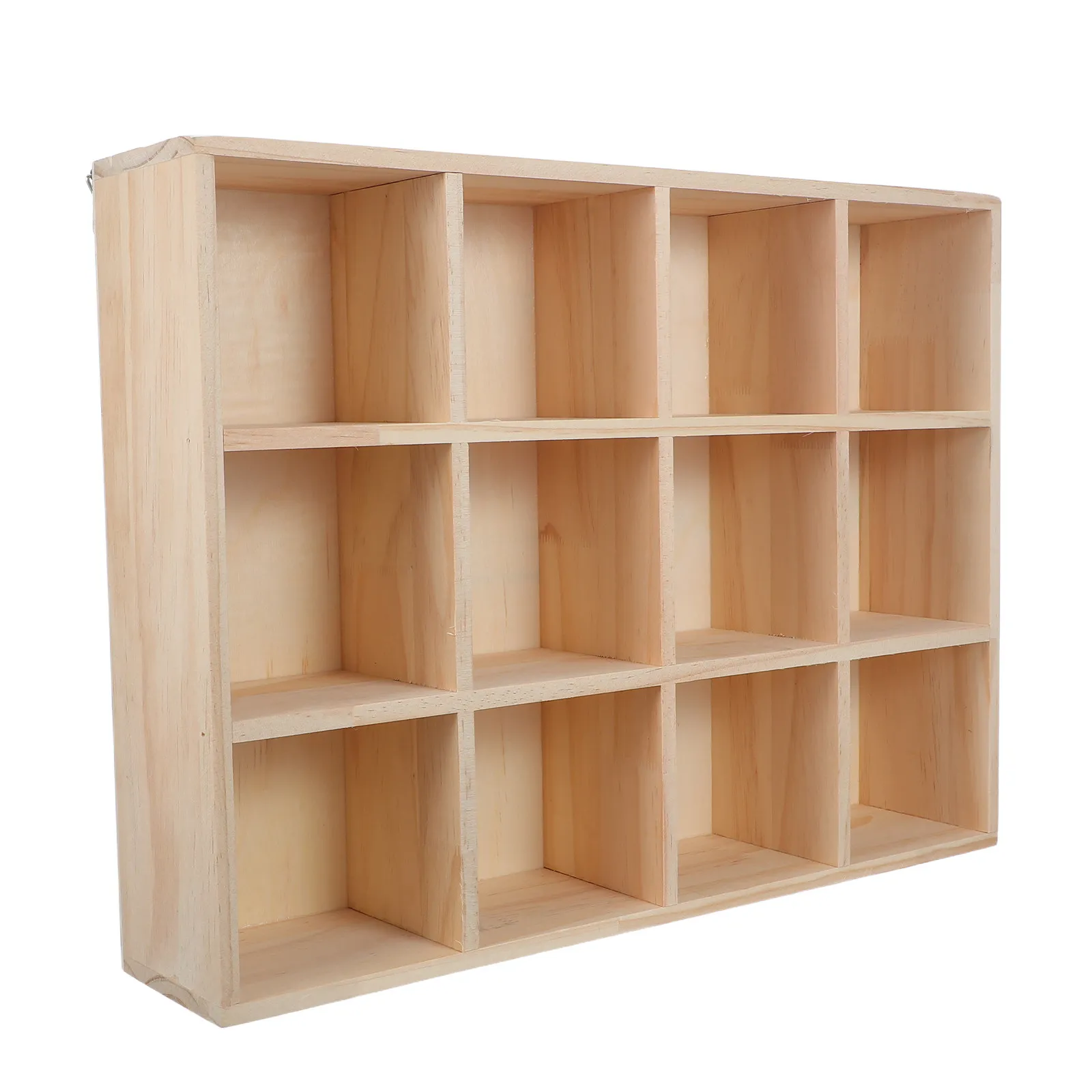 

Trinket Shelf 12-Cubby Wooden Wall Shelf Wall Mounted Display Rack for Storing Collectibles and Mugs Rustic Wood Organizer