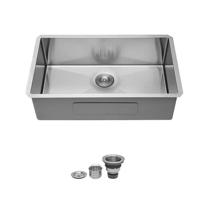 

33" Undermount Stainless Steel Kitchen Sink, 16 Gauge, 9" Deep Single Bowl, Includes Drain Assembly