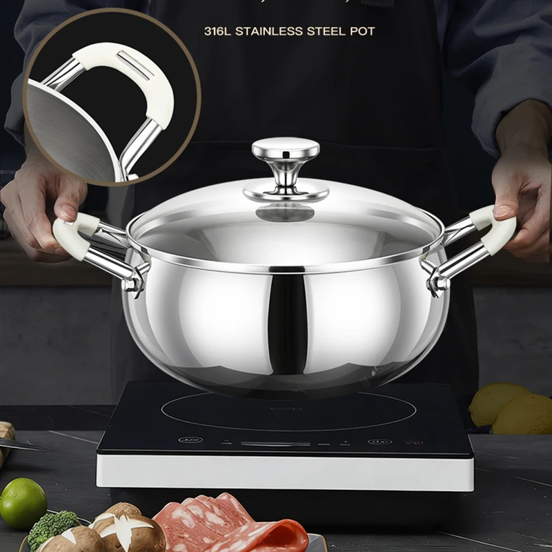 4.5L Soup Pot 316 Stainless Steel High Quality Cooking Pot Set Non-stick Cookware Hot Pot…
