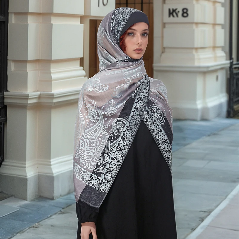 Bohemia pashmina hijab cachecol longo muçulmano cashmere xale feminino foulard macio turbante cabeça envoltórios para mulheres bandana marca de luxo