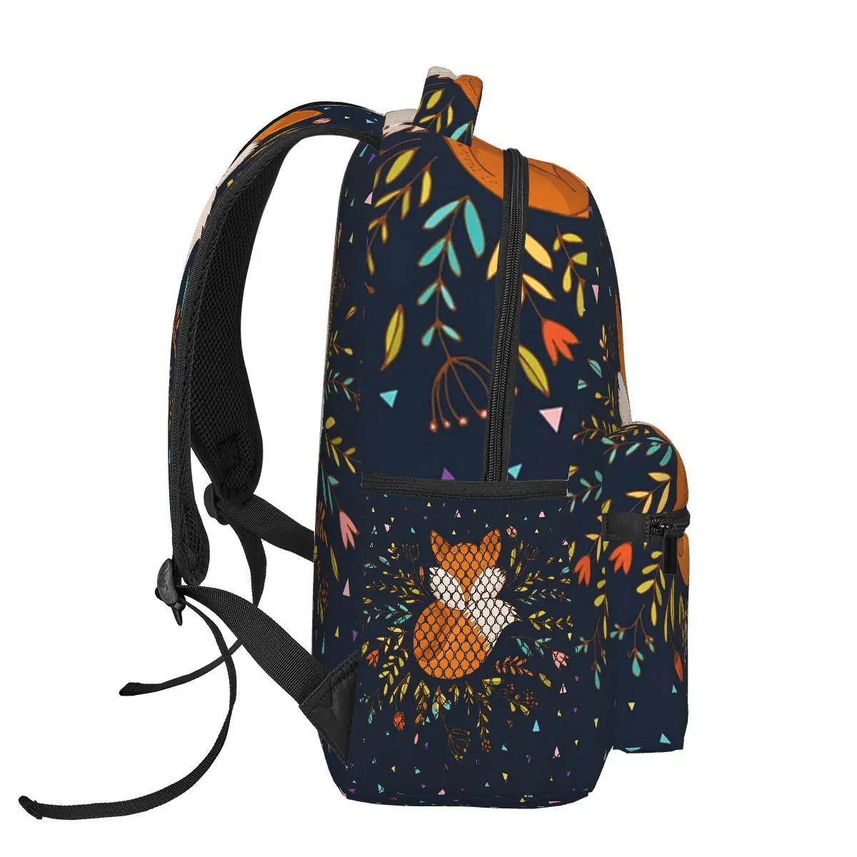 Cute Fox Flowers and Triangles Mochilas para meninos e meninas, crianças mochilas escolares, mochila dos desenhos animados, bolsa de ombro, mochila, grande capacidade