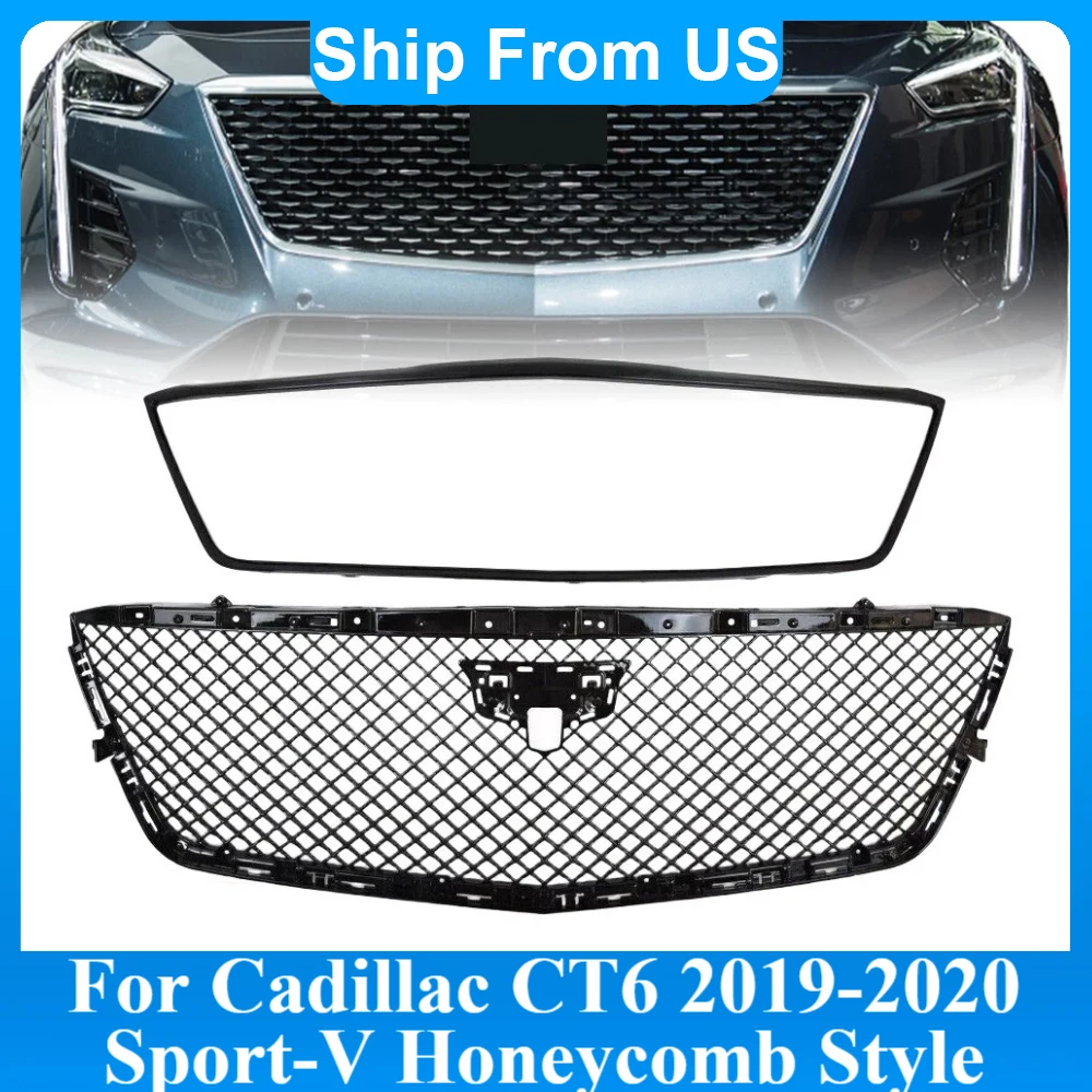 

Front Grille For Cadillac CT6 2019-2020 Sport V Style Car Front Bumper Racing Grill Hood Auto Bodykit Tuning 84481755 84939299