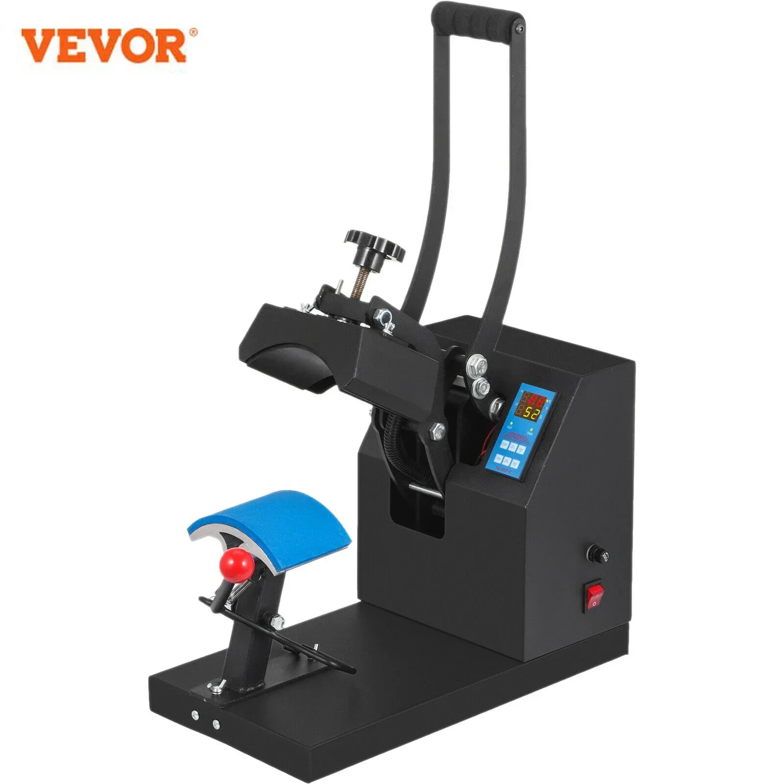 VEVOR Hat Cap Heat Press 5.5 x 3.5 inch Heat Transfer Stamping Sublimation Machine Digital Display Clamshell for DIY Advertising