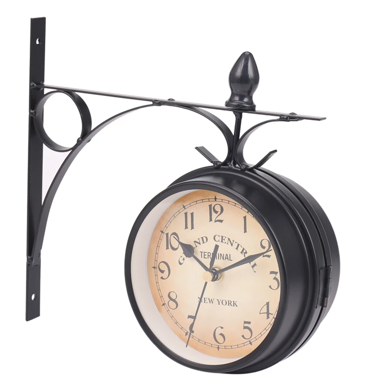 ●European-Style Double-Sided Wall Clock Classic Clocks Monochrome