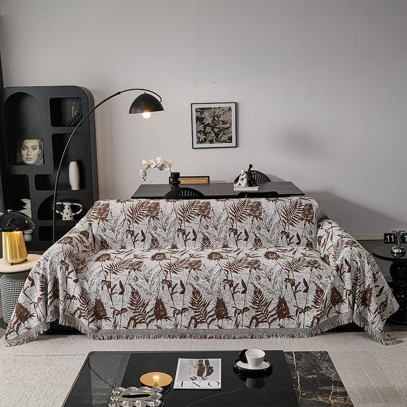 

Abstract Plant Pattern Sofa Towel Universal Cover Blanket Sofa Cover One Piece Sofa Towel